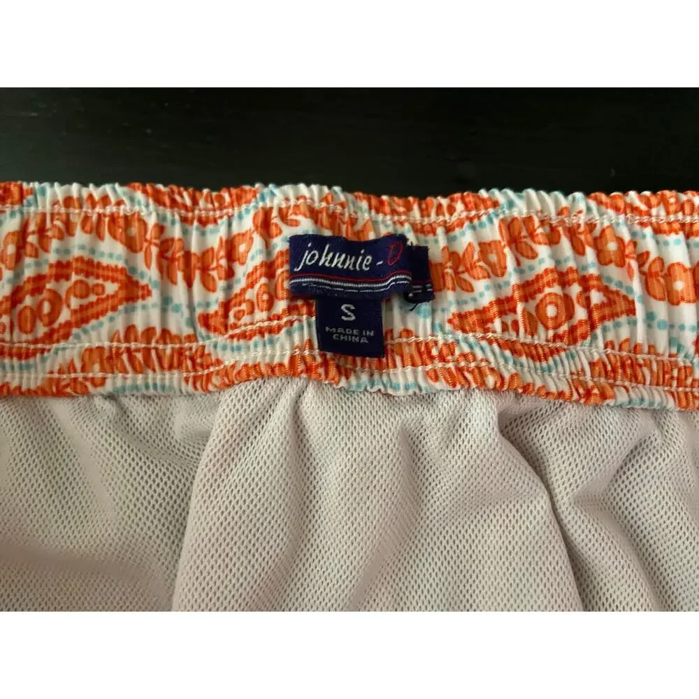 JOHNNIE-O Retro Orange/White Floral Swim Shorts Mens sz S